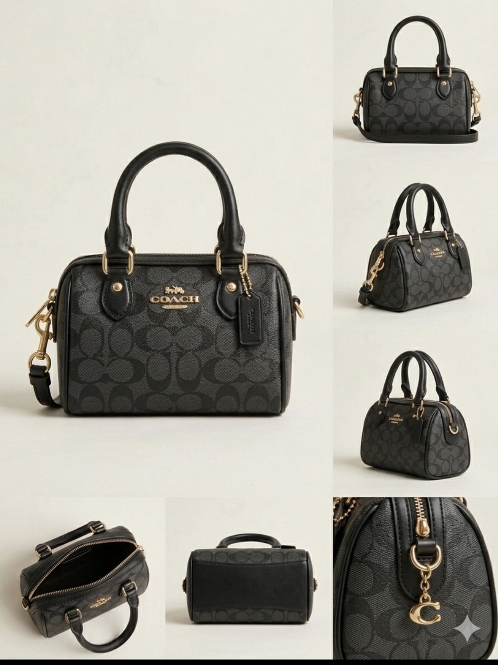 Coach Black Signature Mini Satchel Bag - Picture 2 of 11